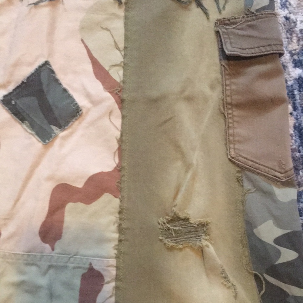 Upcycled patched BDG free people mountaineer camouflage military army camo skirt - Picture 7 of 16